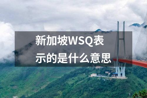 新加坡WSQ表示的是什么意思