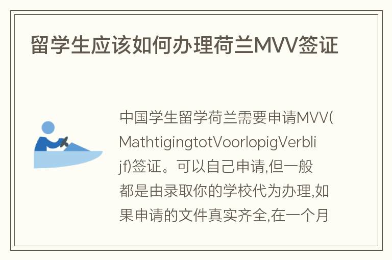 留學(xué)生應(yīng)該如何辦理荷蘭MVV簽證