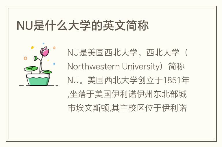 NU是什么大學的英文簡稱