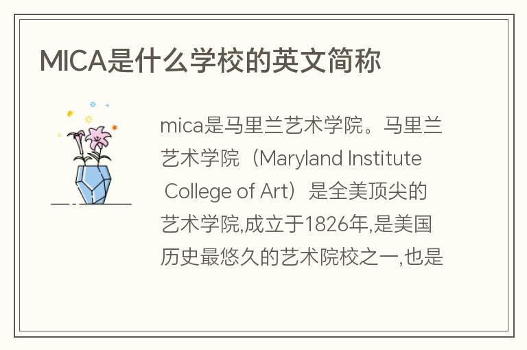 MICA是什么學校的英文簡稱