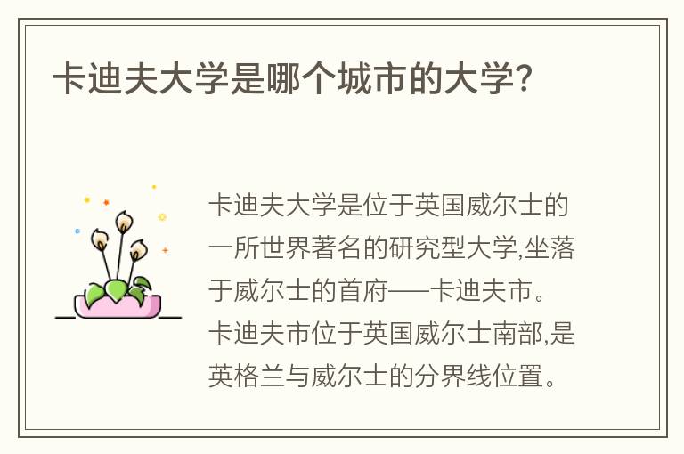 卡迪夫大學是哪個城市的大學？