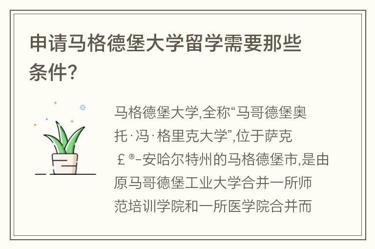 申請馬格德堡大學(xué)留學(xué)需要那些條件？