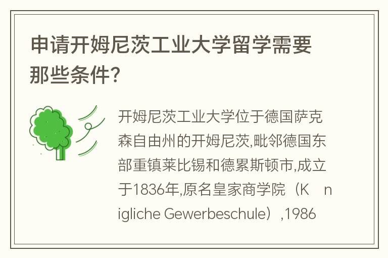 申請(qǐng)開姆尼茨工業(yè)大學(xué)留學(xué)需要那些條件？