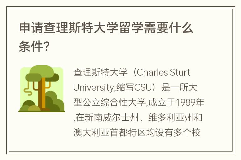 申請查理斯特大學(xué)留學(xué)需要什么條件？